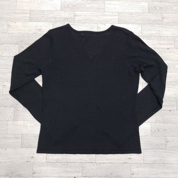 NY&CO Silk Blend Sweater Top Black Metallic Shimmer Quiet Luxury Capsule Women M - Picture 6 of 11